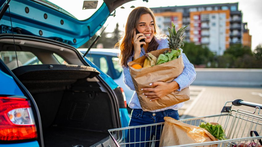 woman with groceries