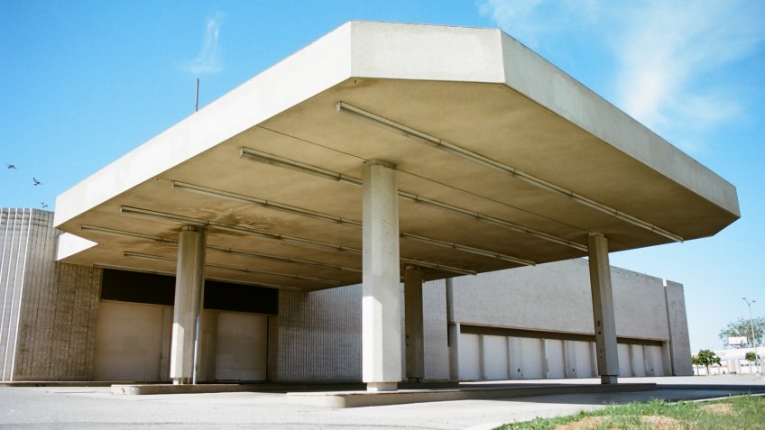 San Bernardino, California - April 5 2018: A building entrance at the shuttered Carousel Mall.