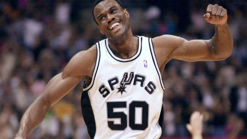 ROBINSON San Antonio Spurs center David Robinson celebrates during the fourth quarter of their Western Conference semifinal game against the Dallas Mavericks in San Antonio, .