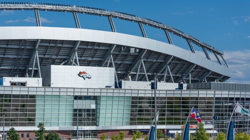 Denver, Colorado / United States of America - September 7 2019 : Mile High Stadium, Empower Field, home of the Denver Broncos NFL team.