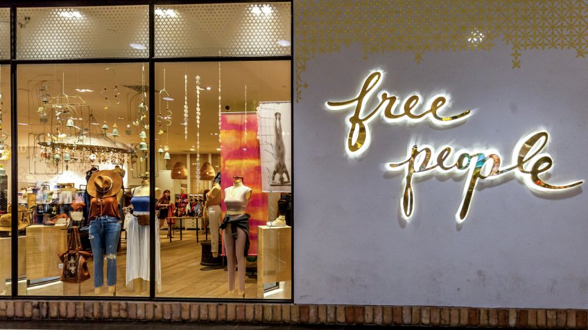 Toronto, Canada - May 05, 2018: Free People store front in the Eaton Centre shopping mall in Toronto.