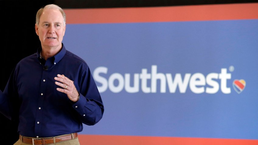 Mandatory Credit: Photo by Pat Sullivan/AP/Shutterstock (5819727a)Gary KellySouthwest Airlines CEO press preview, Houston, USA - 08 Oct 2015Southwest Airlines CEO Gary Kelly speaks during a preview of the new international concourse at Houston Hobby Airport in Houston.