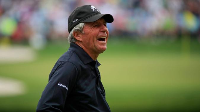 Gary Player The 2018 Masters Tournament, Augusta, USA - 04 Apr 2018Gary Player of South Africa reacts on the fifth hole during the Par 3 Contest at the 2018 Masters Tournament at the Augusta National Golf Club in Augusta, Georgia, USA, 04 April 2018.