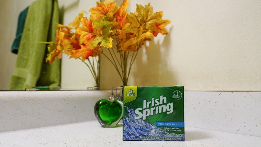 Fond du Lac, Wisconsin / USA - October 8th, 2019: 3 bar pack of Irish Spring Moisture Blast 3 bars of Deodorant Soap.