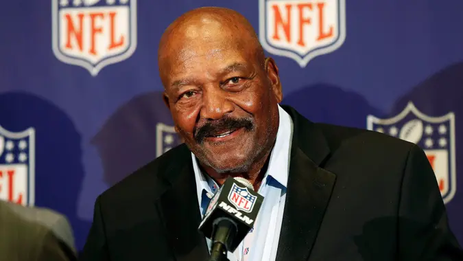 Jim Brown Former Cleveland Brown Hall of Famer Jim Brown speaks during an NFL football news conference in Phoenix.
