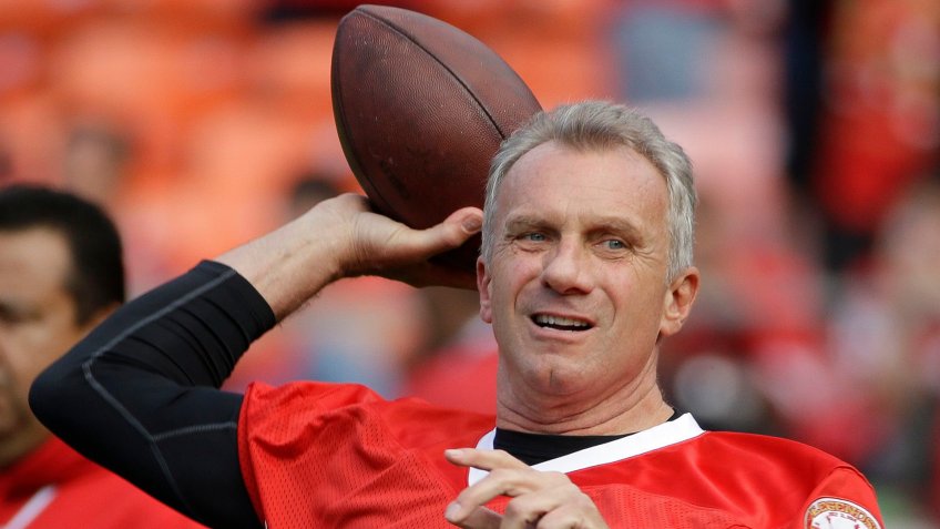 Joe Montana Hall of Fame quarterback Joe Montana warms up before the "Legends of Candlestick" flag football game, in San Francisco.