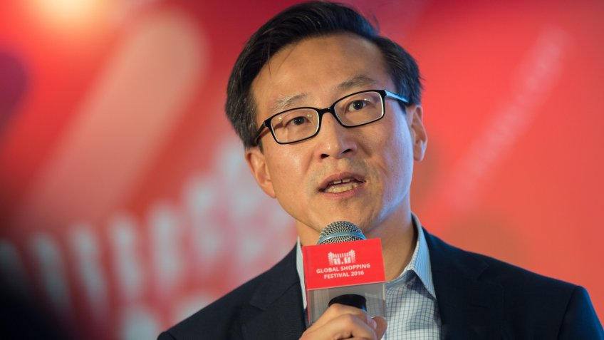 Mandatory Credit: Photo by Str/EPA/Shutterstock (8133689f)Joe Tsai Alibaba Group Vice Chairman Speaks During a Press Conference Ahead of the 2016 Alibaba Group 11 11 Global Shopping Festival in Shenzhen Guangdong Province China 10 November 2016 Starting From Midnight and Lasting Throughout the Day on 11 November Also Known As Singles' Day Alibaba Group Holds the World's Largest 24-hour Online Shopping Event China ShenzhenChina Alibaba Shopping Festival - Nov 2016Joe Tsai, Alibaba group vice chairman, speaks during a press conference ahead of the 2016 Alibaba Group 11.