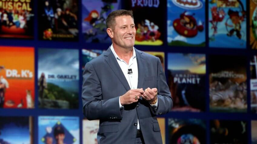 ANAHEIM, CALIFORNIA - AUGUST 23: Chairman of Direct-to-Consumer & International division of The Walt Disney Company Kevin Mayer took part today in the Disney+ Showcase at Disney’s D23 EXPO 2019 in Anaheim, Calif.