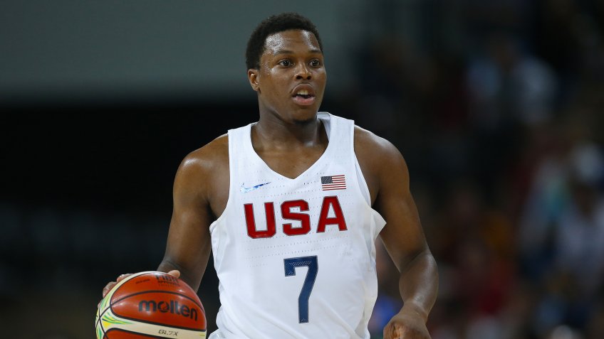 Mandatory Credit: Photo by Fernando Soutello/Agif/Shutterstock (5825129ag)Lowry Kyle and Cousins DeMarcus of USA and during match Venezuela at Arena Carioca 1 the Olympic Games Rio 2016Rio 2016 Olympic Games, Basketball, Youth Arena, Brazil - 08 Aug 2016.