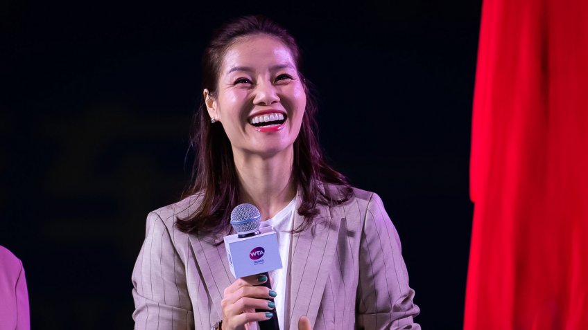 Li Na of China celebrating her induction into the Tennis Hall of Fame at the 2019 Dongfeng Motor Wuhan Open Premier 5 tennis tournamentWTA Wuhan Open tennis tournament, China - 22 Sep 2019.