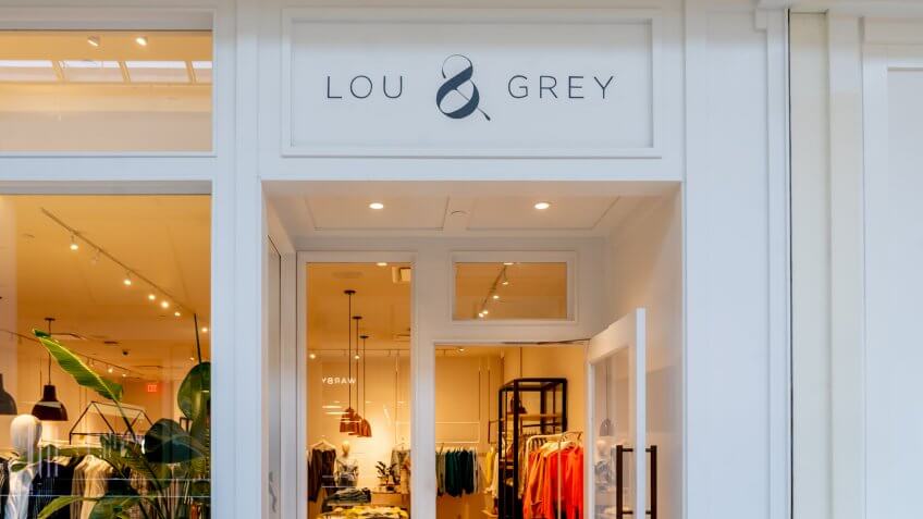 Tysons Corner, Virginia, USA- January 14, 2020: Lou and Grey Storefront in Tysons Corner Center, Virginia, USA.
