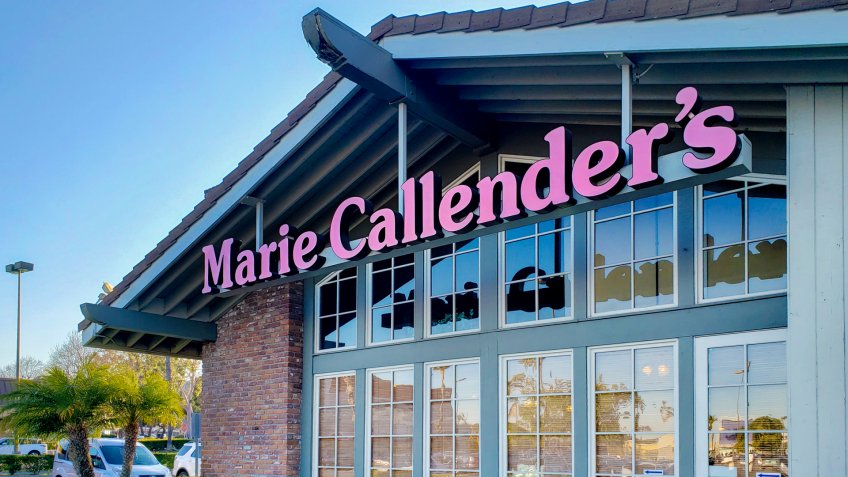 West Covina, California/United States - 03/16/2020: A store front sign for the restaurant chain known as Marie Callender's Restaurant and Bakery.