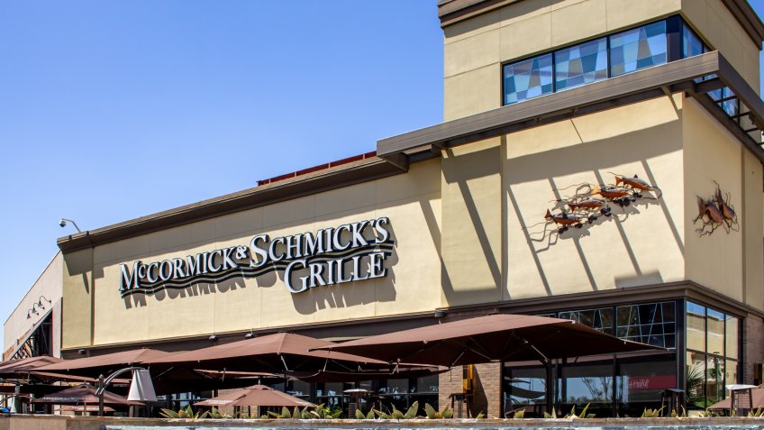 Anaheim, California/United States - 04/24/2019: Anaheim GardenWalk features a seafood restaurant known as McCormick and Schmick's Grille.