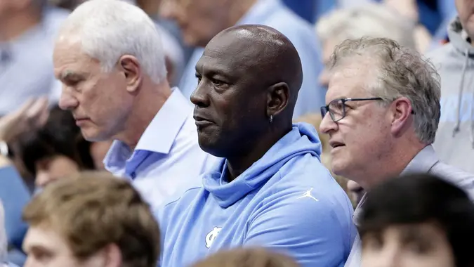 Mandatory Credit: Photo by Gerry Broome/AP/Shutterstock (10102153a)Michael Jordan, Buzz Peterson, Mitch Kupchak.