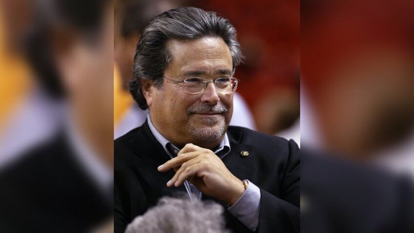 Mandatory Credit: Photo by Wilfredo Lee/AP/Shutterstock (6417867a)Micky Arison, owner of Carnival Cruise Lines and the Miami Heat, looks on before a game against the Los Angeles Lakers in Miami.