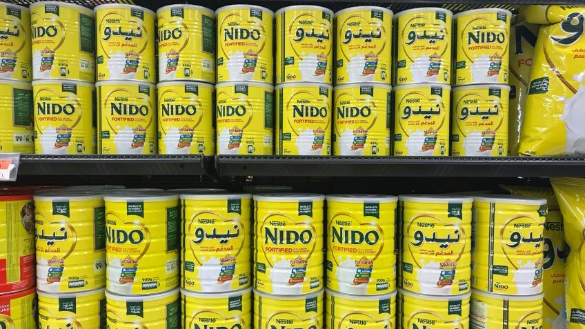 KUWAIT CITY, KUWAIT - June 17, 2017 : Nestle NIDO products of powder milk are on store shelves also known as Nespray in Malaysia.