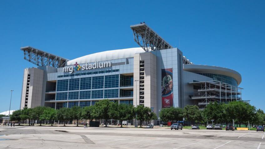 HOUSTON, TX-APR 4, 2017:Outside of NRG Stadium, the only rodeo and NFL indoor/outdoor retractable roof stadium that can be configured to utilize a 125,000 square foot space for exhibit, concert, event.