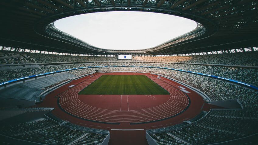 Mandatory Credit: Photo by Jae C Hong/AP/Shutterstock (10505937a)A general view of the new National Stadium is seen, in TokyoOlympics Stadium Debut, Tokyo, Japan - 15 Dec 2019.