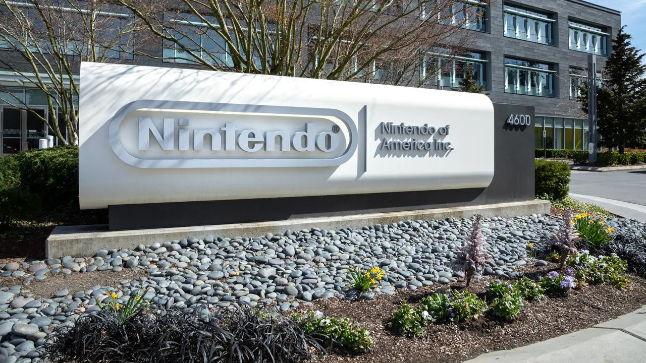 Redmond, Washington / USA - March 28 2019: Sign at the Nintendo of America Headquarters, makers of the Switch and Wii gaming consoles, and developers of the Mario franchise.