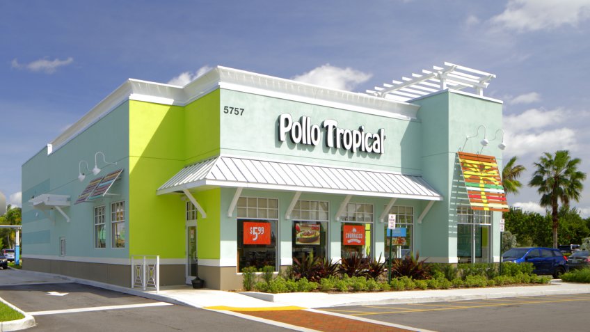LAUDERHILL - OCTOBER 8: Image of Pollo Tropical which is a fast food restaurant specializing in Caribbean cuisine founded in 1988 in Kendall FL October 8, 2016 in Lauderhill FL, USA.
