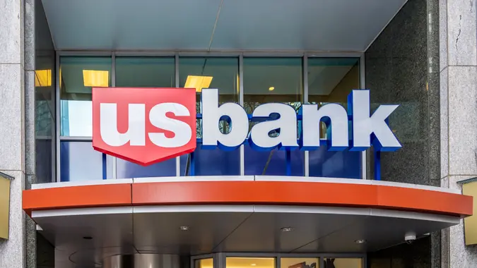 Charlotte, North Carolina, USA - January 15, 2020: Sign of US bank at one of the branch in Charlotte, North Carolina, USA.