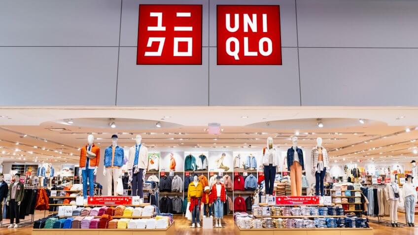Jan 31, 2020 Milpitas / CA / USA - Uniqlo store in a South San Francisco Bay area mall; Uniqlo Co.