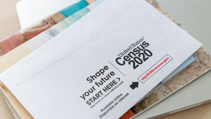 Seattle, WA, USA - Mar 25, 2020: United States Census 2020 Envelope with Logos.