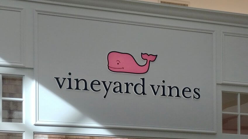 Boston, MA - December 22 2019: Exterior of the Vineyard Vines clothing store.