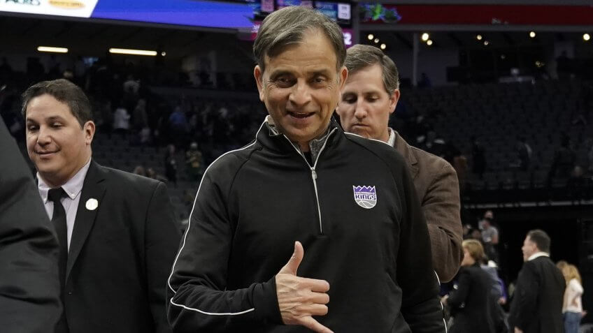 Mandatory Credit: Photo by John G Mabanglo/EPA-EFE/Shutterstock (9324856t)Vivek RanadiveUtah Jazz at Sacramento Kings, USA - 17 Jan 2018Sacramento Kings owner Vivek Ranadive gestures for a photo after the Kings NBA game against the Utah Jazz at Golden 1 Center in Sacramento, California, USA, 17 January 2018.