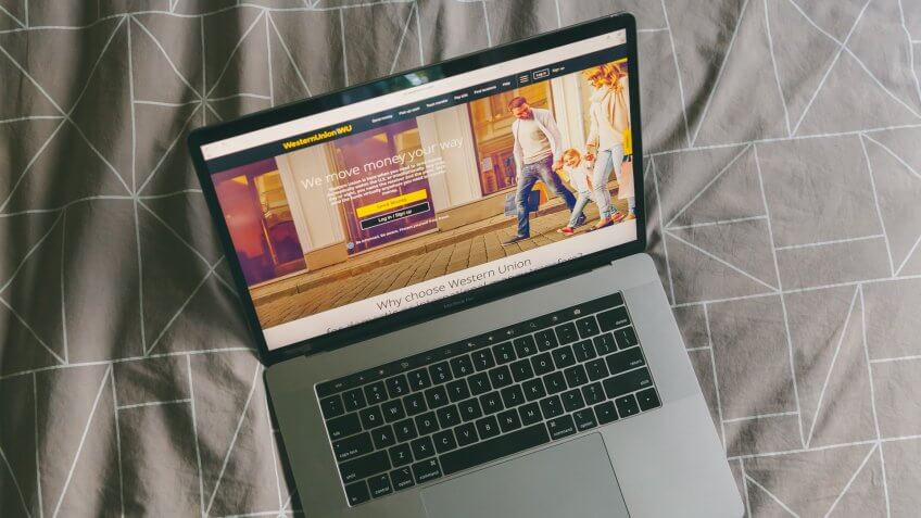 Western Union money transfer on computer