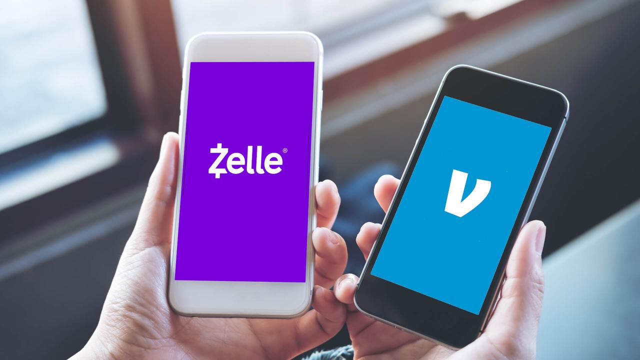 Zelle vs. Venmo apps on smartphone display screens