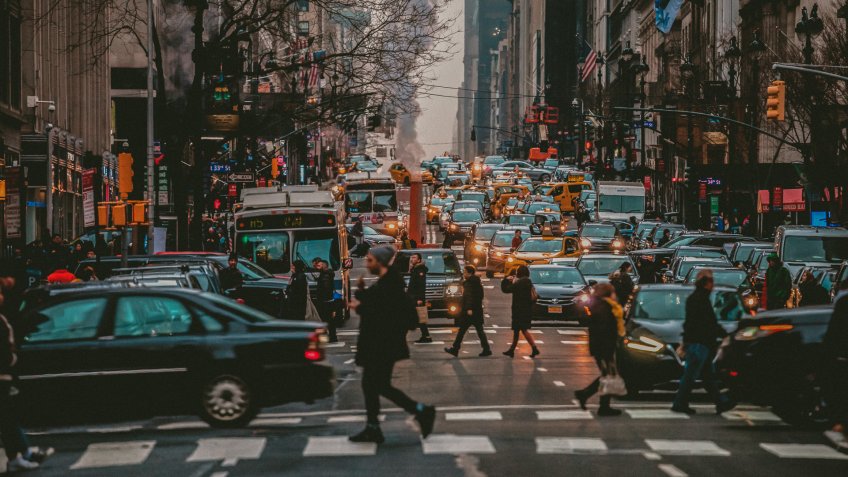 New York traffic, USA.