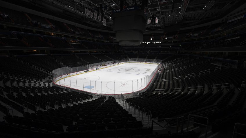 Mandatory Credit: Photo by Nick Wass/AP/Shutterstock (10586936a)The Capital One Arena, home of the Washington Capitals NHL hockey club, sits empty in Washington.