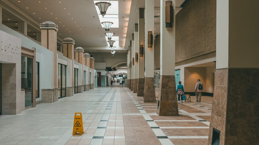 seattle, wa/ USA August 19 2019: North gate Mall in the summer with few people inside becomes the latest in dead malls in america.