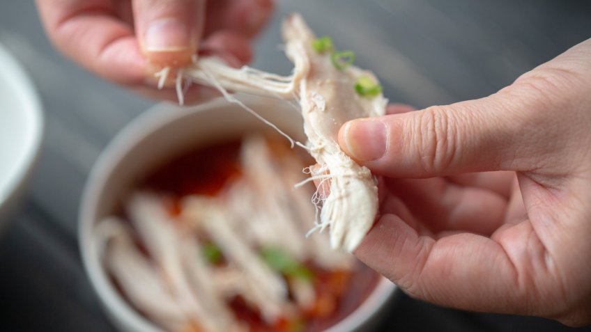 spicy shredded chicken meat.