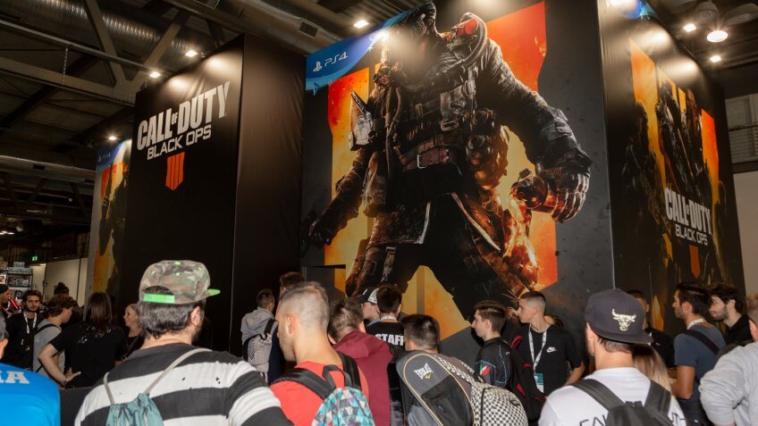 MILAN, ITALY - OCTOBER 5: People visit Games Week 2018, event dedicated to video games and electronic entertainment on OCTOBER 5, 2018 in Milan.