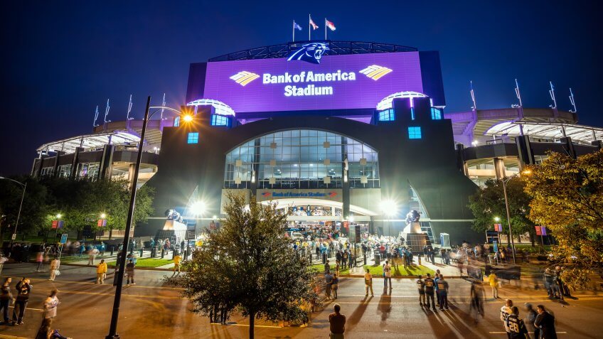 Charlotte, NC - OCT 25 : Panthers NFL Stadium in downtown Charlotte on October 25,2015.