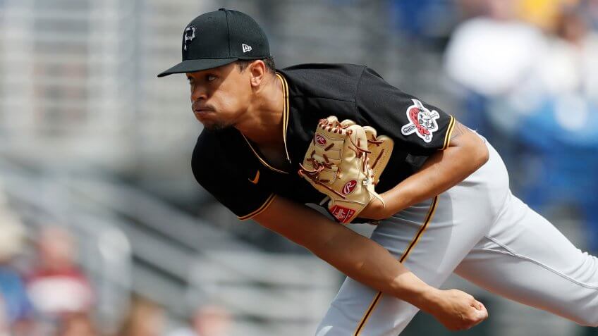 Mandatory Credit: Photo by Carlos Osorio/AP/Shutterstock (10579946d)Pittsburgh Pirates starting pitcher Chris Archer throws during a spring training baseball game, in Dunedin, FlaPirates Baseball, Dunedin, United States - 06 Mar 2020.