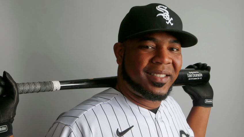 Mandatory Credit: Photo by Ross D Franklin/AP/Shutterstock (10568253m)Chicago White Sox designated hitter Edwin Encarnacion poses for a photograph during spring training baseball photo day in PhoenixWhite Sox 2020 Baseball, Phoenix, USA - 20 Feb 2020.