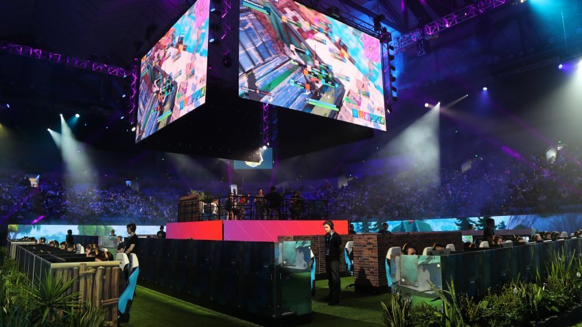 MELBOURNE, AUSTRALIA - JANUARY 27, 2019: Hundreds Fortnite gamers compete during Fortnite Summer Smash at Australian Open 2019 in Melbourne.
