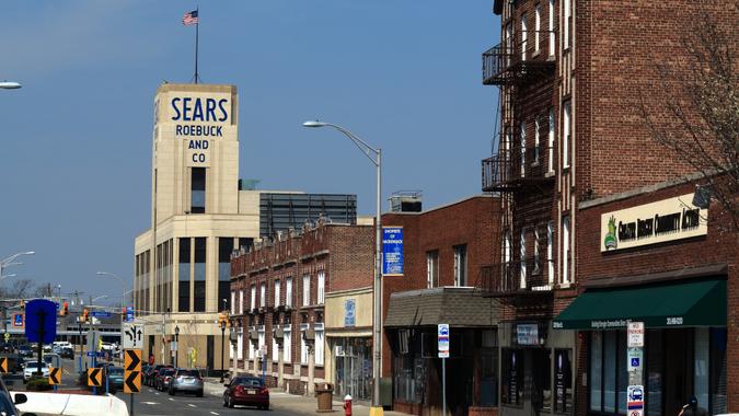 Hackensack, New Jersey, USA - April 14, 2018: Vintage Sears Roebuck department store.