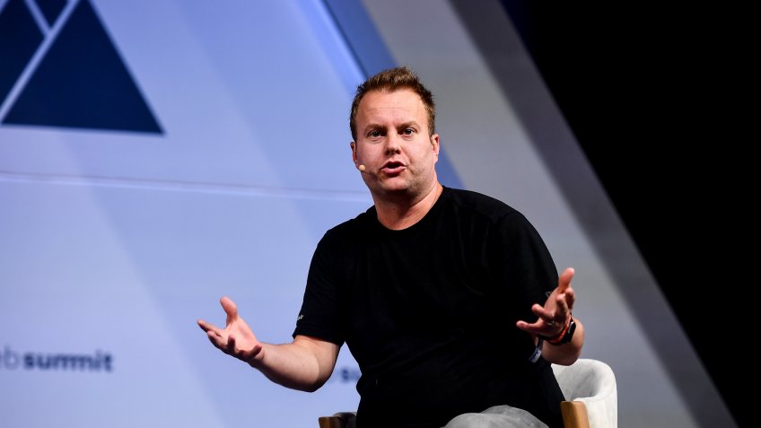 LISBON , PORTUGAL - 7 November 2019; John Rampton, Writer, Entrepreneur Magazine, on FullSTK Stage during the final day of Web Summit 2019 at the Altice Arena in Lisbon, Portugal.