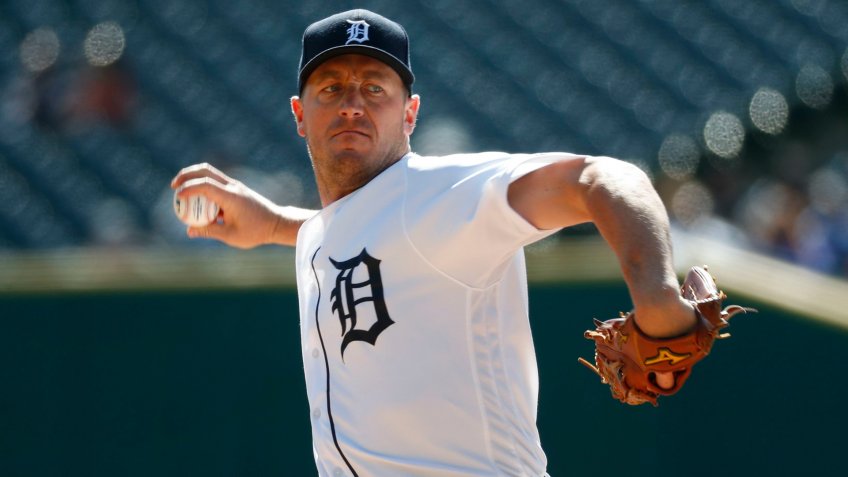 Mandatory Credit: Photo by Paul Sancya/AP/Shutterstock (10425264a)Detroit Tigers pitcher Jordan Zimmermann throws against the Minnesota Twins in the first inning of a baseball game in DetroitTwins Tigers Baseball, Detroit, USA - 26 Sep 2019.