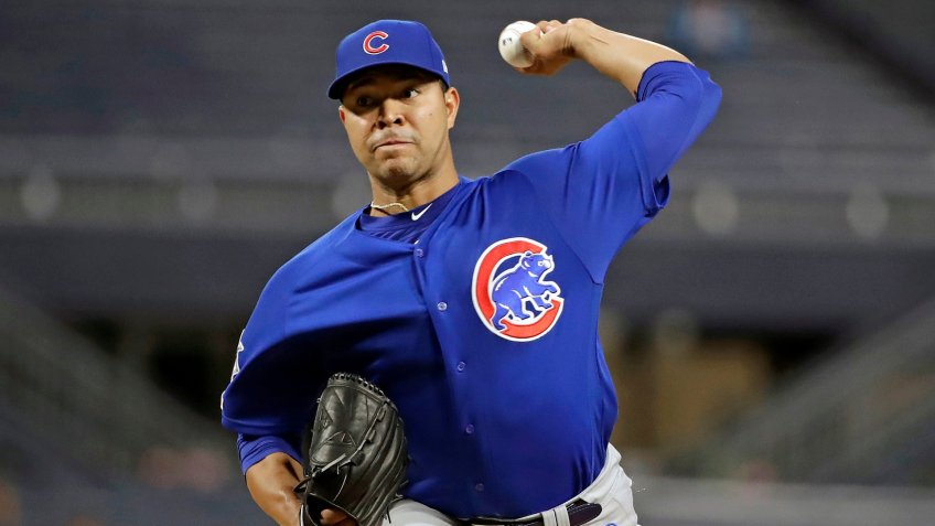 Mandatory Credit: Photo by Gene J Puskar/AP/Shutterstock (10425528b)Chicago Cubs starting pitcher Jose Quintana delivers during the first inning of the team's baseball game against the Pittsburgh Pirates in PittsburghCubs Pirates Baseball, Pittsburgh, USA - 26 Sep 2019.