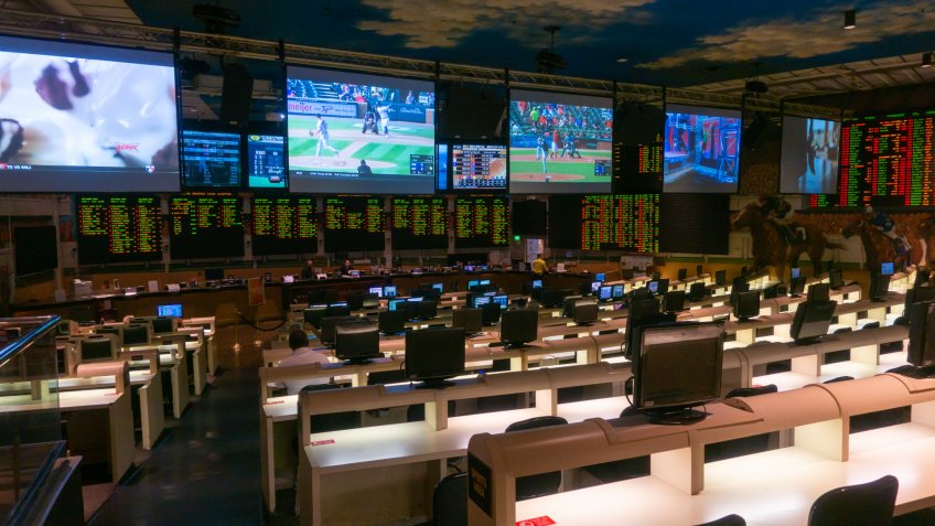 Las Vegas, USA - September 10, 2018: Players betting on horse racing and sports.