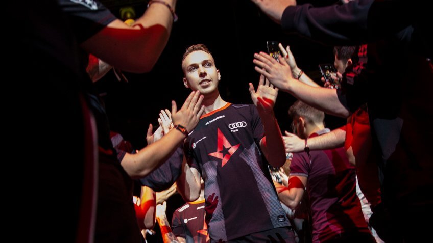 Mandatory Credit: Photo by LAUREN HURLEY/EPA-EFE/Shutterstock (9890186o)Danish gamer Lukas Rossander, who plays under the alias 'gla1ve', greats the crowd with his team Astralis ahead of the grand final of the FACEIT Major between Astralis and Na?Vi, at Wembley's SSE Arena, Wembley, London, Britain, 23 September 2018.