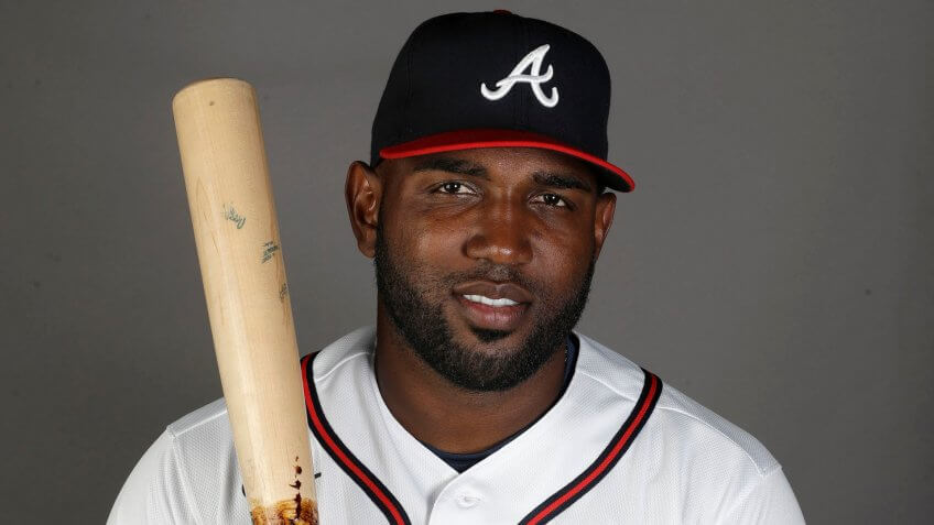 Mandatory Credit: Photo by John Bazemore/AP/Shutterstock (10562534cj)This is a 2020 photo of Marcel Ozuna of the Atlanta Braves baseball team.
