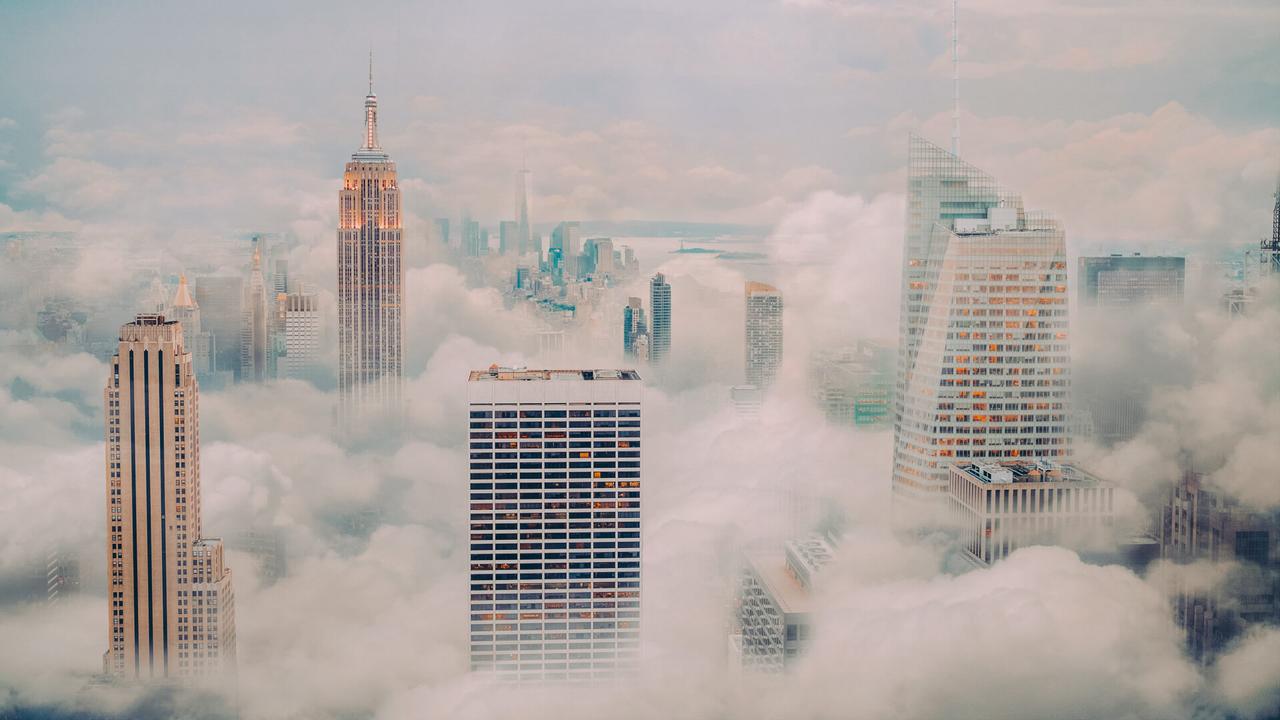 New york city skyline with clouds.