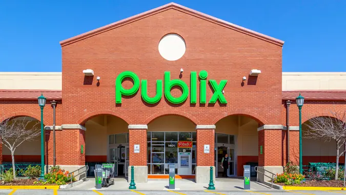 Charleston, South Carolina, USA - February 27, 2020: Exterior view of one Publix Super Markets.