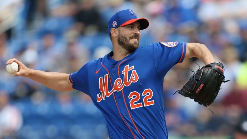 Mandatory Credit: Photo by Vera Nieuwenhuis/AP/Shutterstock (10565052c)New York Mets' Rick Porcello pitches during a spring training baseball game against the Miami Marlins, in Port St.